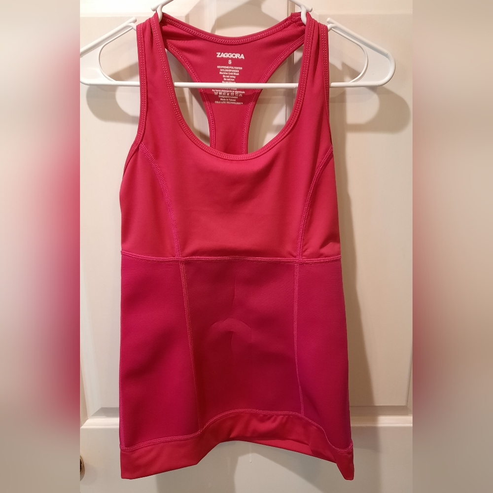 Zaggora Tank Top Womans Small Pink Racerback Activewear Athletic Sporty Outdoor